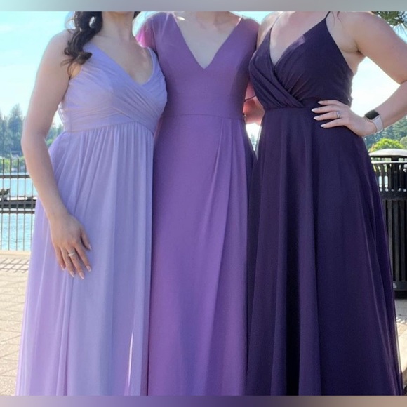 David’s Bridal Like New Lilac Mesh Cowl Back Cross front  Bridesmaid Dress size2 - Picture 3 of 6
